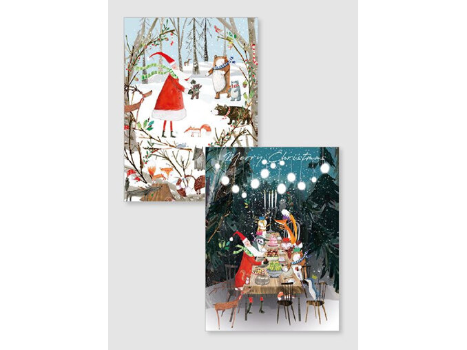Festivities in the Forest Christmas Cards Pack 8x2 Designs 16 Pack