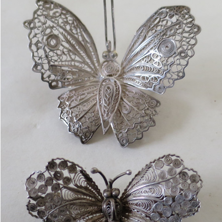 Filigree butterfly brooches
