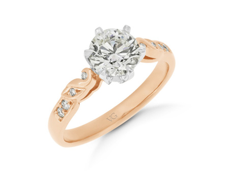 Filigree Diamond Shoulder Engagement Ring