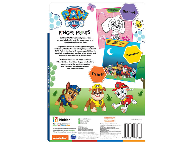 Finger Prints Activity Book : Paw Patrol hinkler dog pup kids