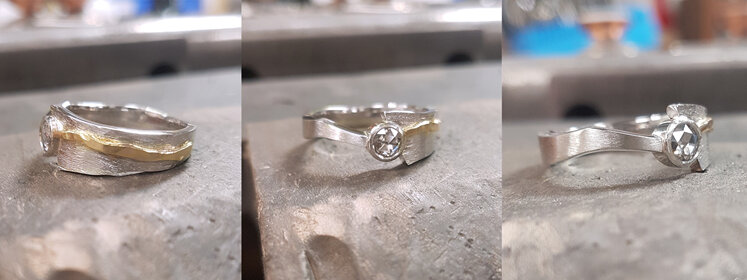 Finished custom bespoke contemporary engagement ring