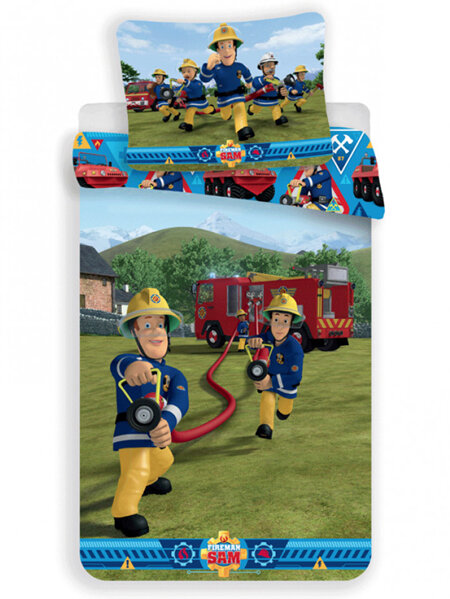 Fireman Sam Single Duvet Cover Set - Large European Pillowcase - 100% Cotton