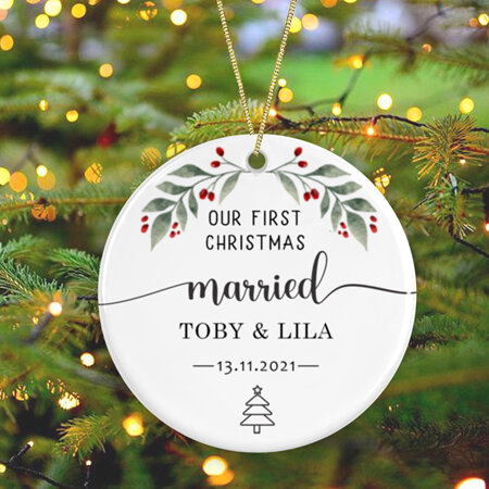 First Christmas Married Personalised Ornament