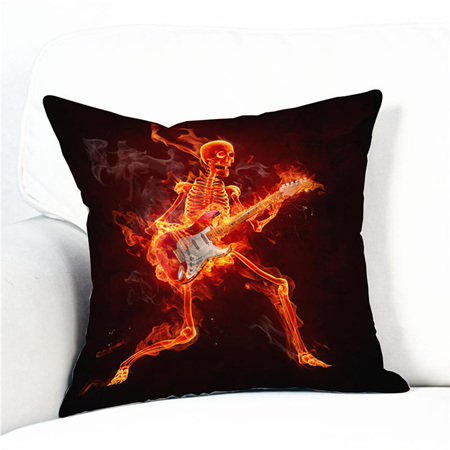Flaming Skeleton Woven Cushion Cover