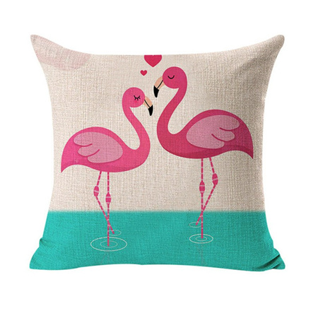 Flamingos in Love Cushion Cover