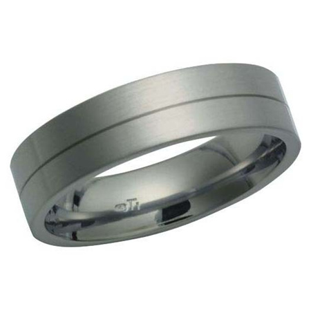 Flat Profile Titanium Ring with Fine Groove