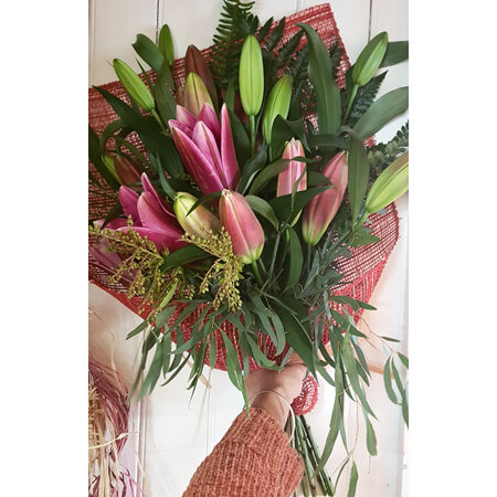 Flax Wrap Lilies PINK