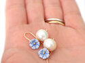 Fleur blue pearl flower earrings edison cream gold lilygriffin nz jewellery