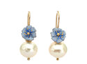 Fleur blue pearl flower earrings edison cream gold lilygriffin nz jewellery