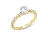 Floating diamond solitaire engagement ring 18k 18ct yellow gold diamond set band