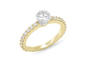 Floating diamond solitaire engagement ring 18k 18ct yellow gold diamond set band