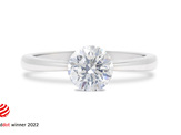 Floating diamond solitaire engagement ring platinum titanium clawless ring