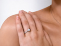 Floating diamond solitaire engagement ring platinum diamond set band ring