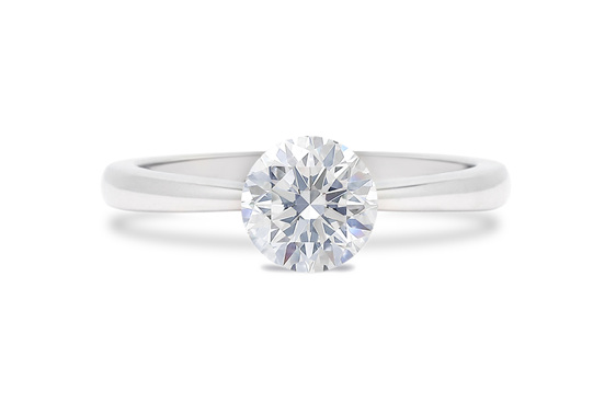 Floating diamond solitaire engagement ring platinum titanium clawless ring