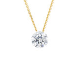 Floating diamond solitaire pendant titanium platinum 18ct yellow gold chain