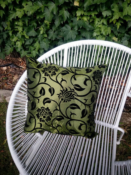 Floral Design Green Cushion Cover
