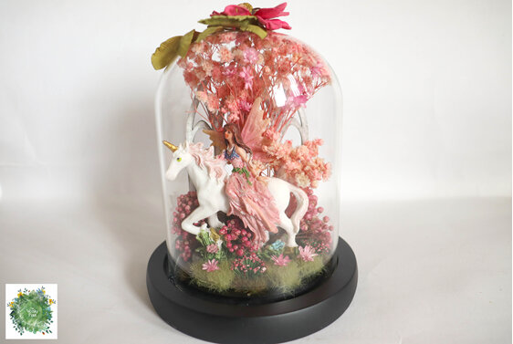 Floral Dome, Dried Flower Dome, Glass Dome, Crystal and Flowers, The Wonky Pixie