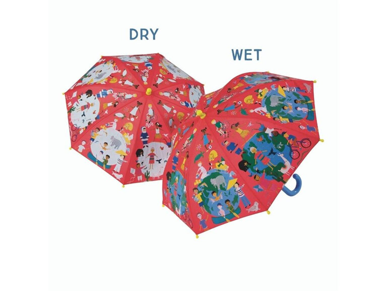 Floss & Rock One World Colour Change Umbrella kids wet winter
