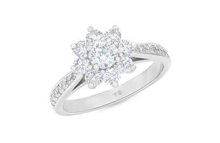 Flower Petal Diamond Cluster Ring