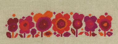 Flower Power Red Cross Stitch by Mary Self (Also available in blue)