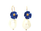 flowers indigo blue gold vermeil cream baroque pearl earrings lilygriffin nz