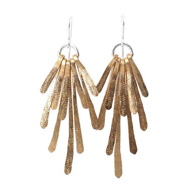 flutter gold statement earrings feathers leaves lily griffin nz jewellery