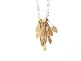 flutter gold sterling silver feathers leaves necklace handmade gift nz