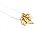 flutter gold sterling silver feathers leaves necklace ruffles summer light