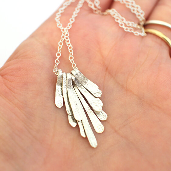 flutter sterling silver hammered textured necklace organic sparkle