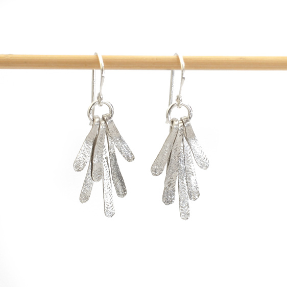 flutter sterling silver hammered textured organic unique dangle earrings