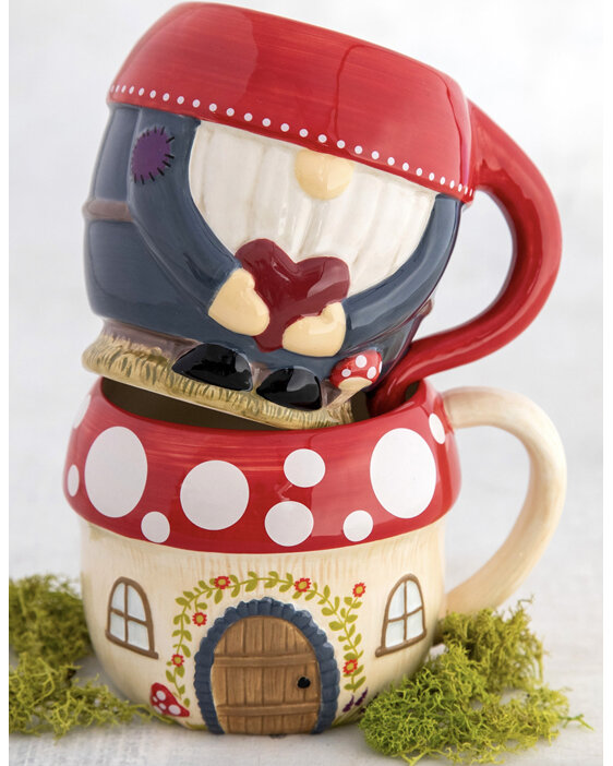 Folk Art Coffee Mug - The Gnome’s House mug376 Mushroom Fairy house