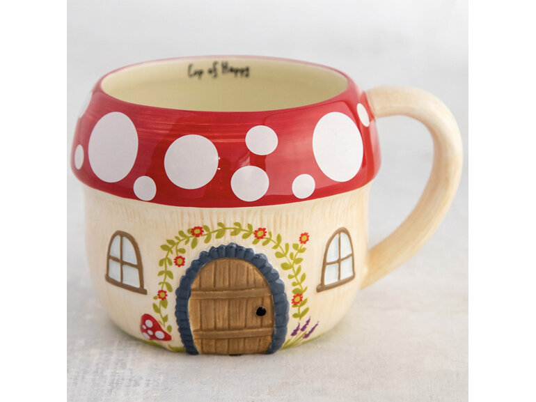 Folk Art Coffee Mug The Gnome’s House Mushroom Fairy House Mug376