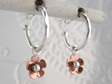 Forget Me Not 3 Way Hoops Sterling Silver and Copper Charm Earrings