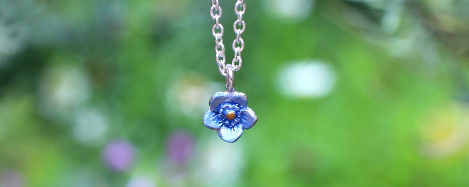 forget me not blue flowers necklace pendant sterling silver floral lilygriffin