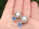 forget me not blue flowers pearl earrings  silver lily griffin nz jewellery