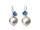forget me not blue flowers pearls earrings sterling silver lilygriffin jewellery