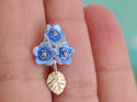 forget me not blue flowers solid gold leaf pin brooch lily griffin nz jeweller