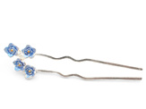 forget me not blue flowers sterling silver hairpin hairstick wedding races hair