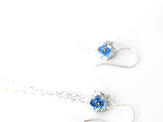 forget me not blue flowers sterling silver tassel dangle long earrings