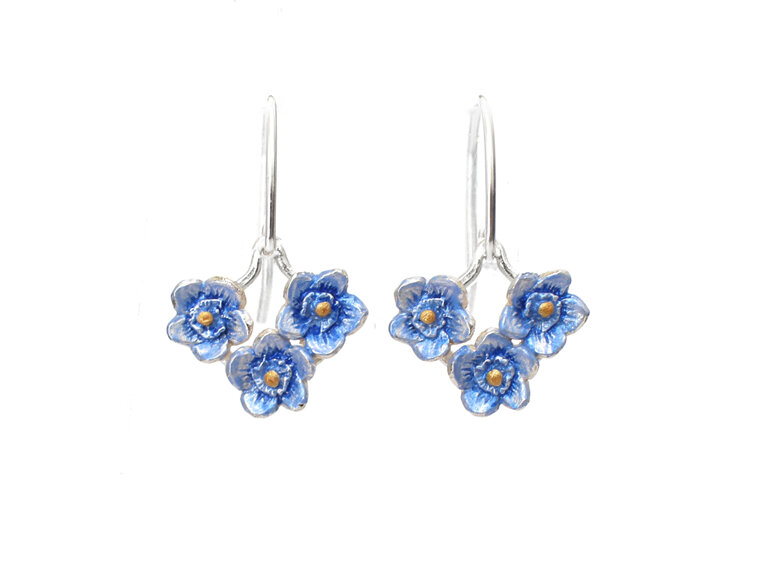 forget Me Not blue flowers tiny bouquet lilygriffin earrings sterling nz