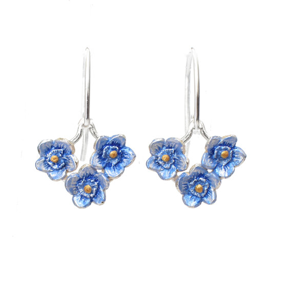 forget Me Not blue flowers tiny bouquet lilygriffin earrings sterling nz