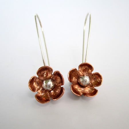 Forget Me Not Earrings Copper & Sterling Silver