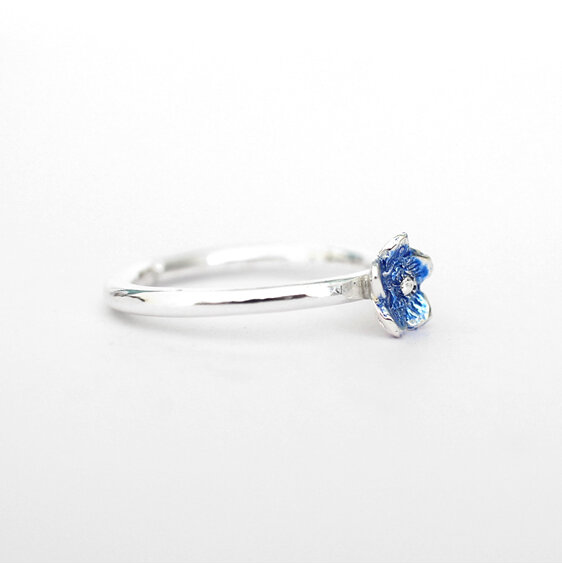 forget me not flower blue silver adjustable open ring lilygriffin nz jeweller