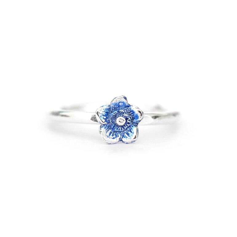 forget me not flower blue sterling silver adjustable ring lilygriffin nz jewelry
