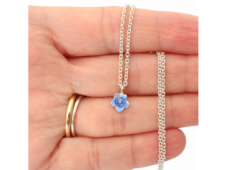 forget me not flower blue sterling silver delicate floral necklace lily griffin