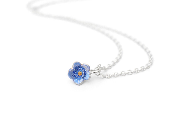 forget me not flower blue sterling silver nz jewellery necklace pendant