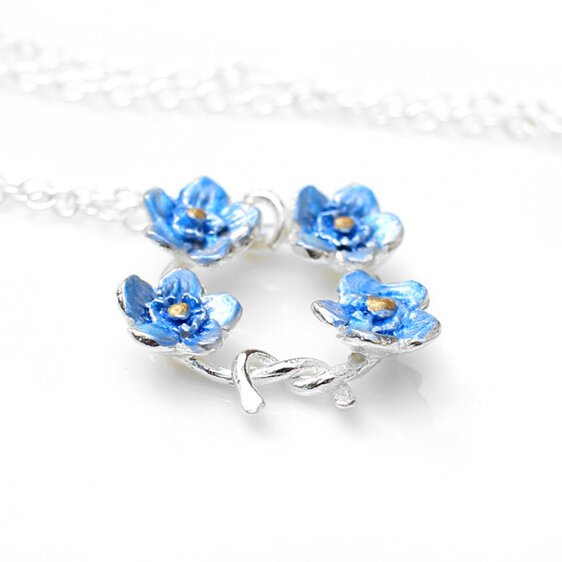 forget me not flower posey posy ribbon necklace pendant lily griffin jewellery