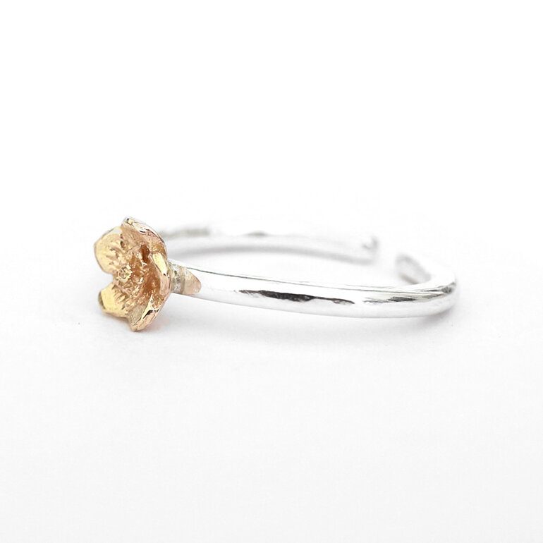 forget me not flower solid 9k gold silver adjustable ring lilygriffin nz jewelry