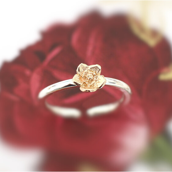 forget me not flower solid 9k gold silver adjustable ring lily griffin nz
