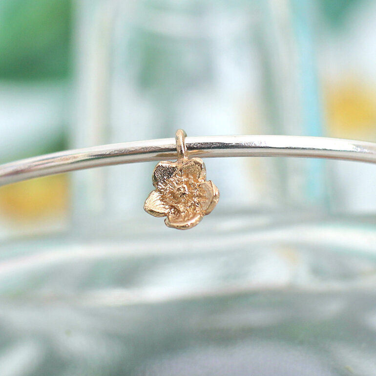 forget me not flower solid 9k gold sterling silver bangle lilygriffin nz jewelry